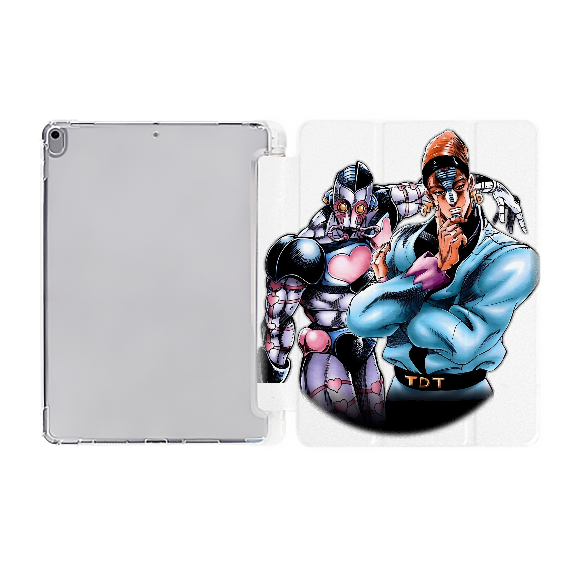 （画像用） ジョジョの奇妙な冒険 ひがしかた じょうすけ JoJo's Bizarre Adventure Higashikata Josuke IPad ケース ペン収納付き 三つ折りスタンド PUレザー×シリコン 対応機種9.5/10.5/10.9インチ